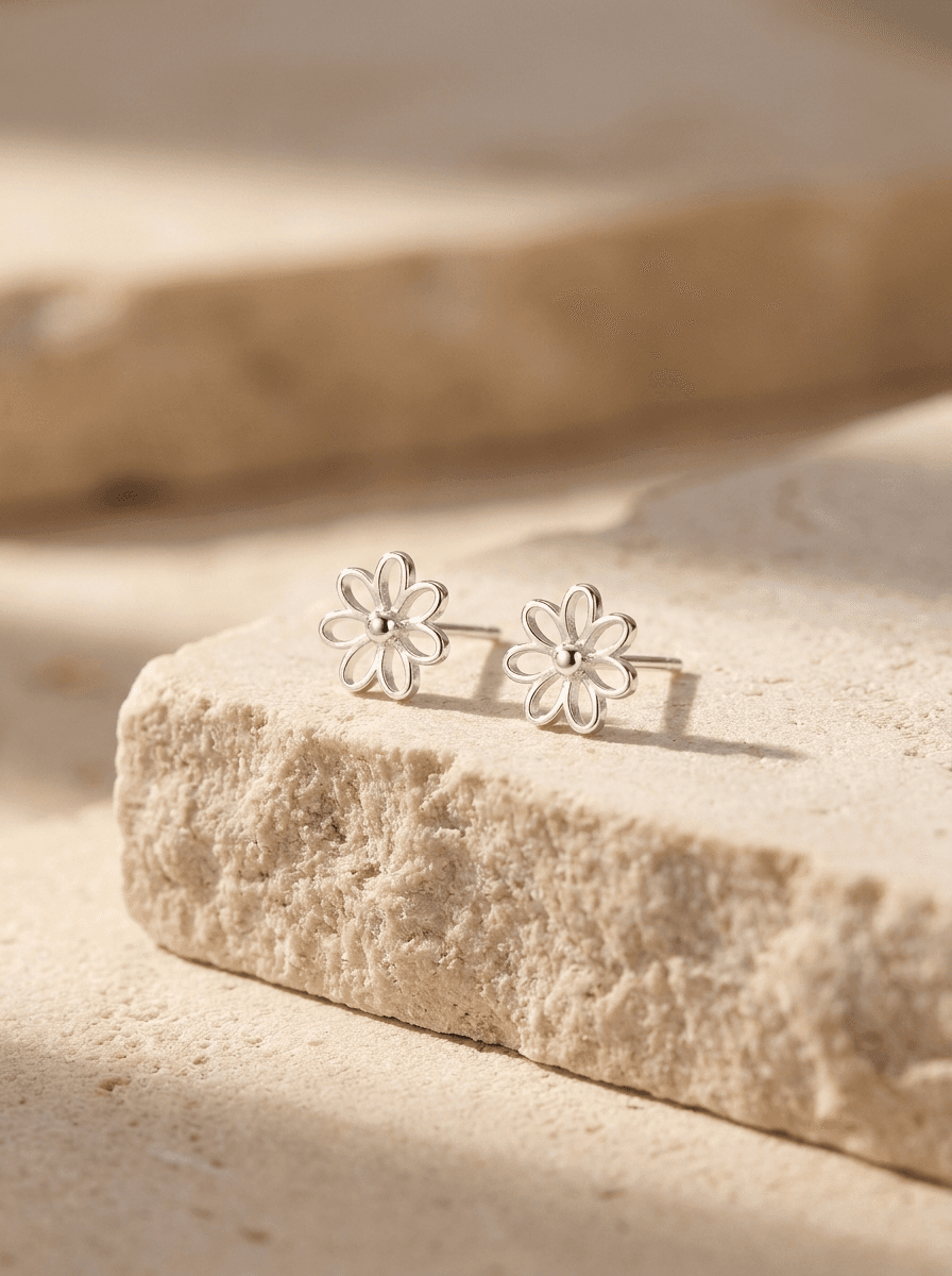 999 Silver Basic Studs, earrings in 999 fine silver, view 3