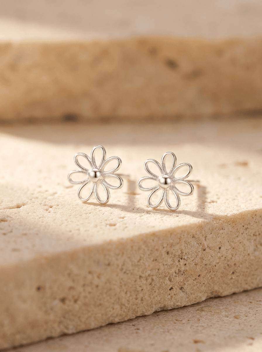 999 Silver Basic Studs, earrings in 999 fine silver, view 4