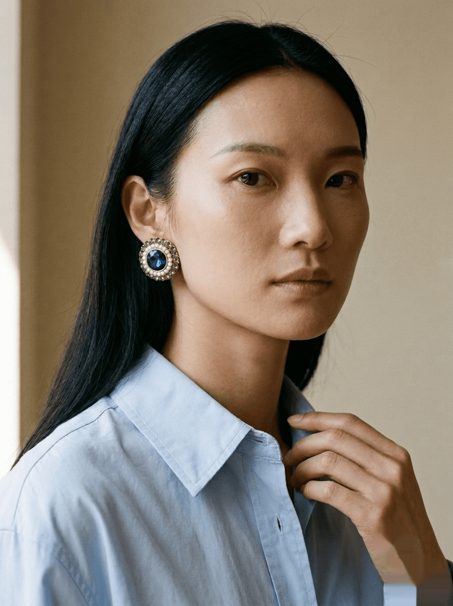 Baroque Blue Pearl Studs, earrings in Baroque blue pearls, silver posts