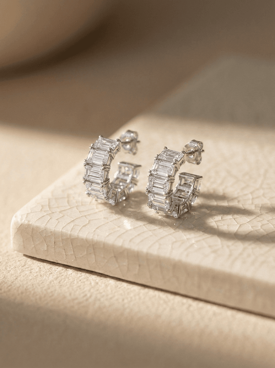 Black Sparkle Zircon Studs, earrings in zircon, metal, view 3