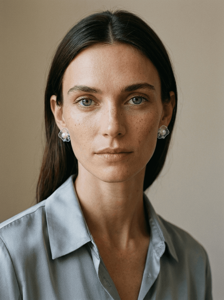 Blossom Pearl Studs, earrings in  cool-toned