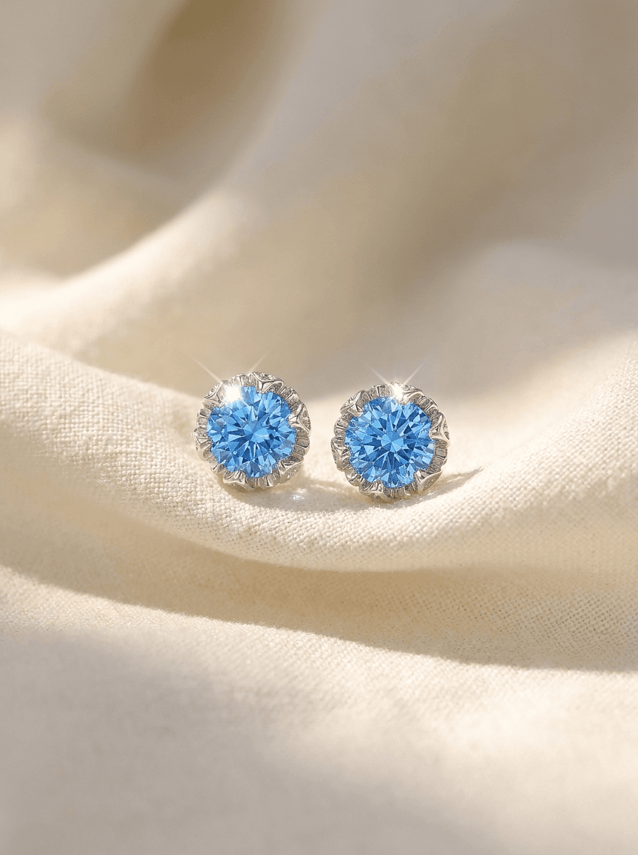 Blue Sparkle Studs, earrings in  safe to sleep in, view 3