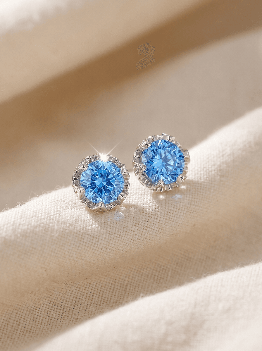 Blue Sparkle Studs, earrings in  safe to sleep in, view 4