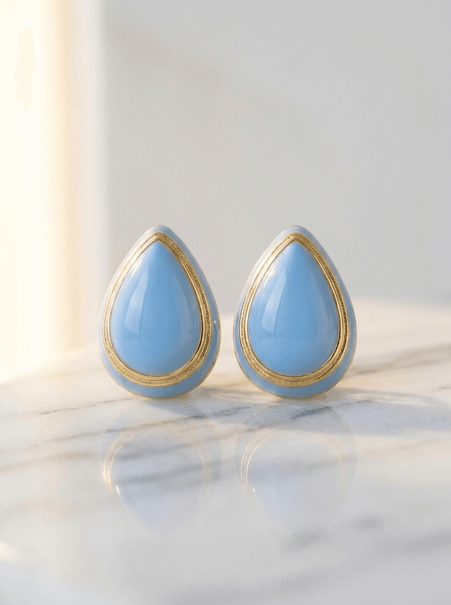 Blue Statement Earrings, earrings in resin/crystal, metal, view 4