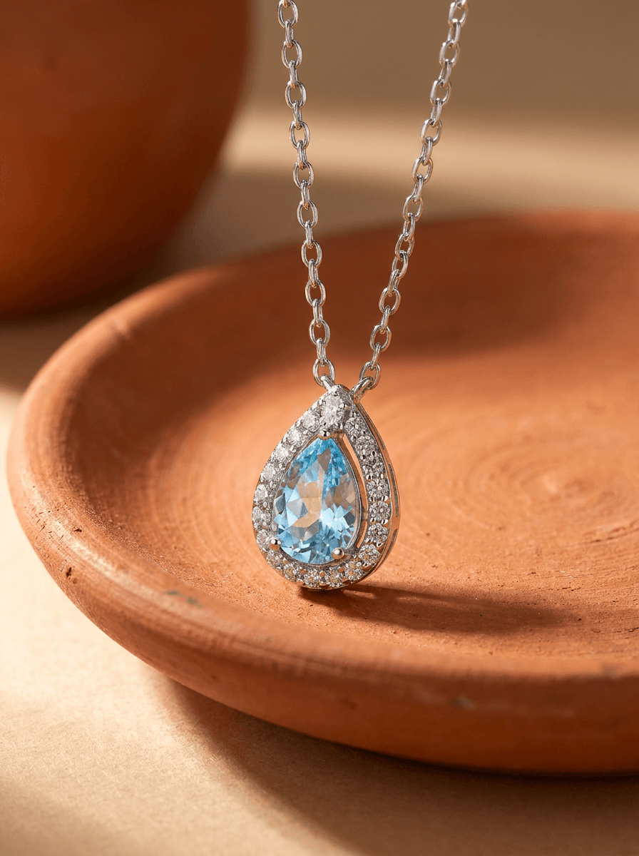 Blue Tears Pendant Necklace, necklaces in  everyday, view 4