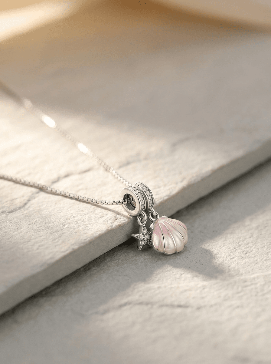 Bow & Shell Necklace, necklaces in shell, metal, view 3