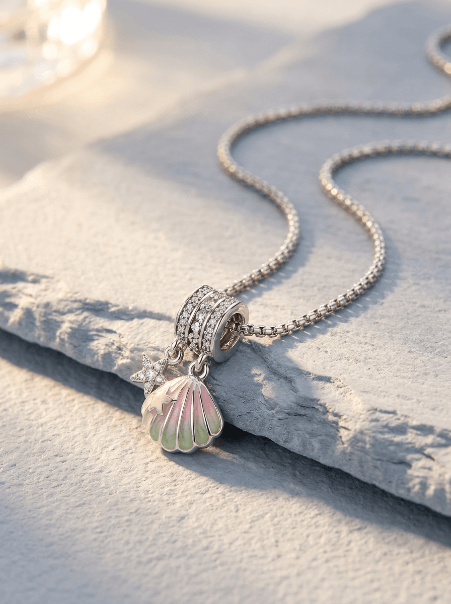 Bow & Shell Necklace, necklaces in shell, metal, view 4