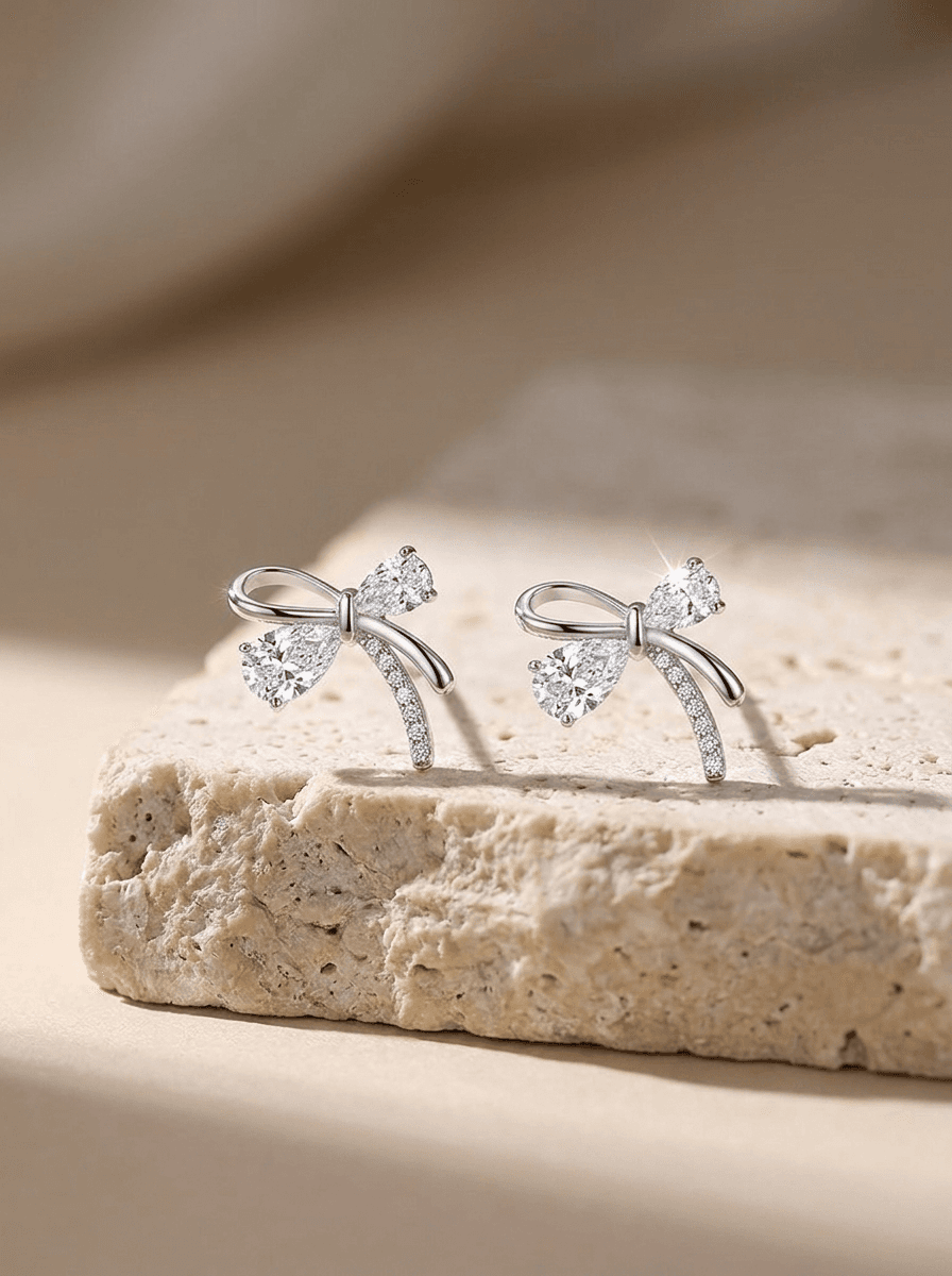 Bow Studs, earrings in  minimal, view 3