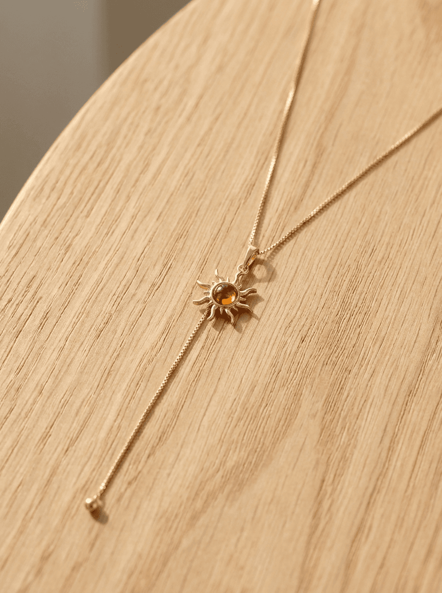 Caramel Tiger's-Eye Pendant, necklaces in tiger's-eye stone, gold-tone chain, view 4