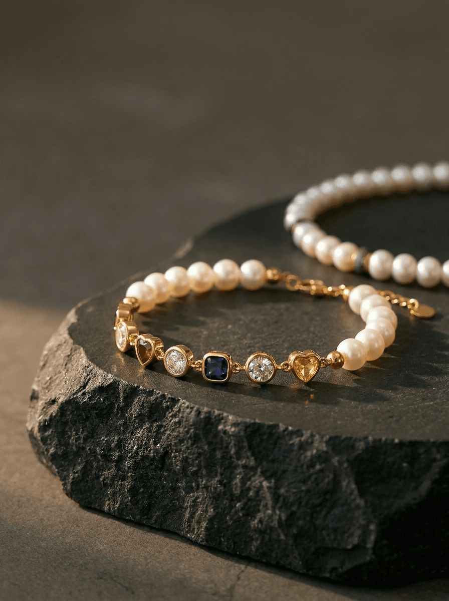 Colour Pearl Bead Bracelet, bracelets in Pearl, coloured glass beads, view 3