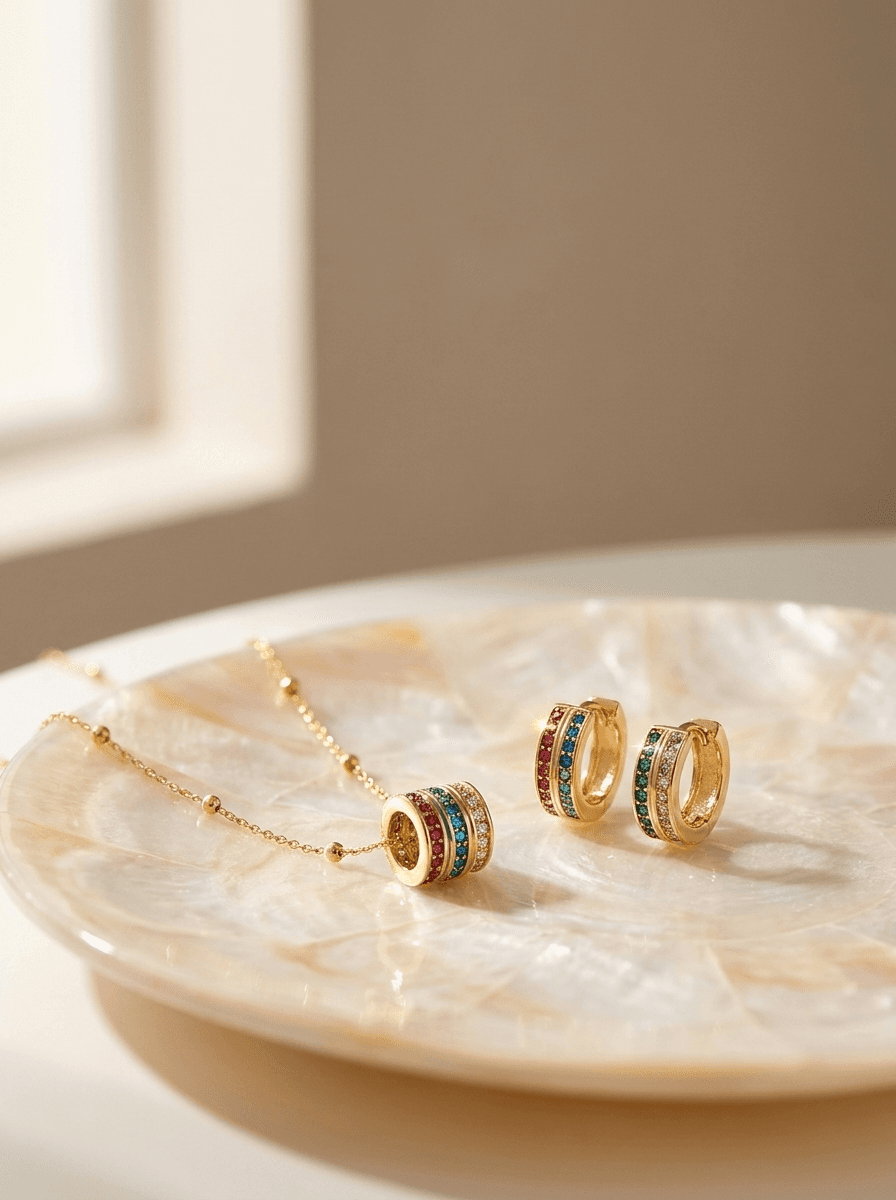 Coloured Zircon Pendant Necklace, necklaces in  summery, view 3