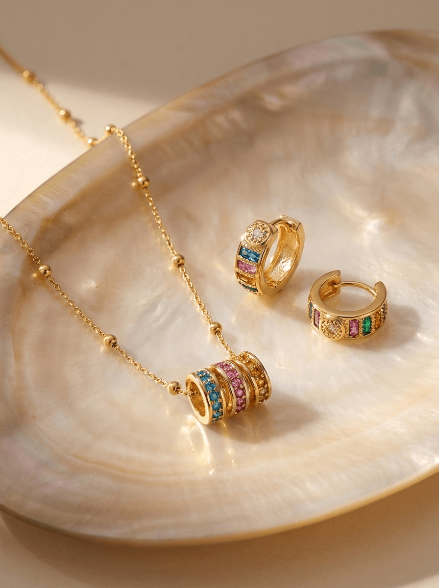 Coloured Zircon Pendant Necklace, necklaces in  summery, view 4