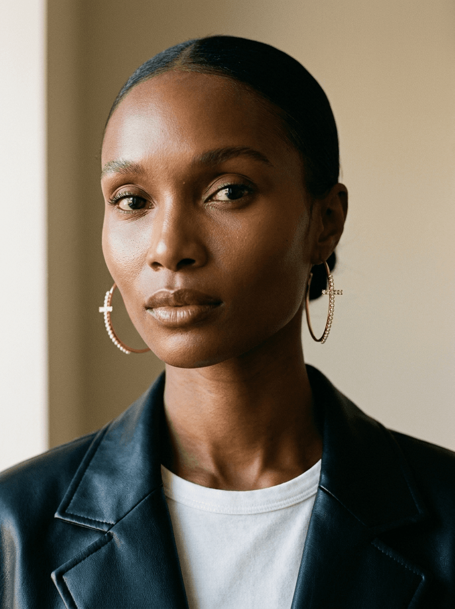 Cross-Charm Hoops, earrings in metal