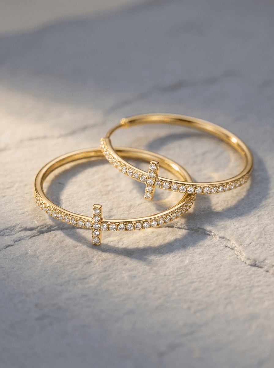 Cross-Charm Hoops, earrings in metal, view 4