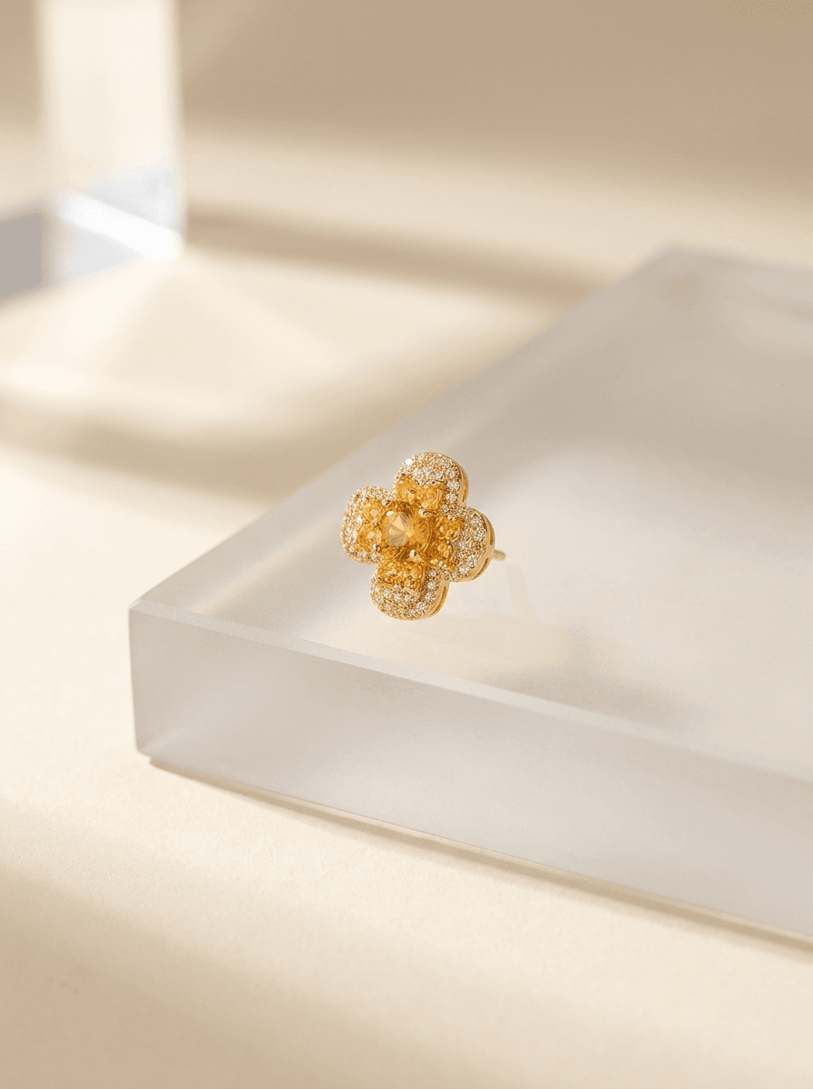 Crystal Flower Studs, earrings in crystal, silver posts, view 3