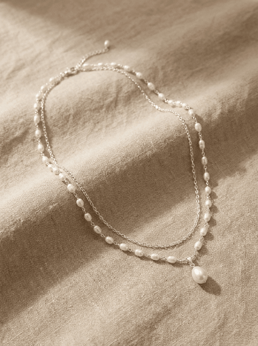 Detachable Pearl Drop Necklace, necklaces in freshwater pearl, 925 silver chain, view 3