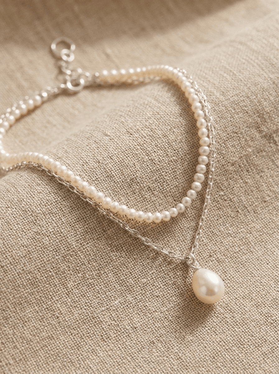 Detachable Pearl Drop Necklace, necklaces in freshwater pearl, 925 silver chain, view 4