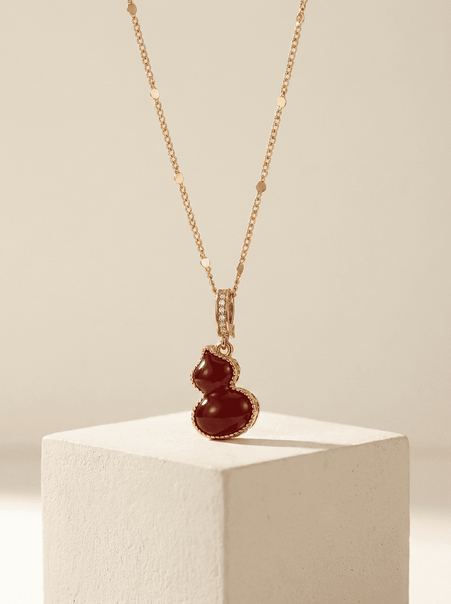 Enamel Gourd Necklace, necklaces in  tarnish-free, view 4