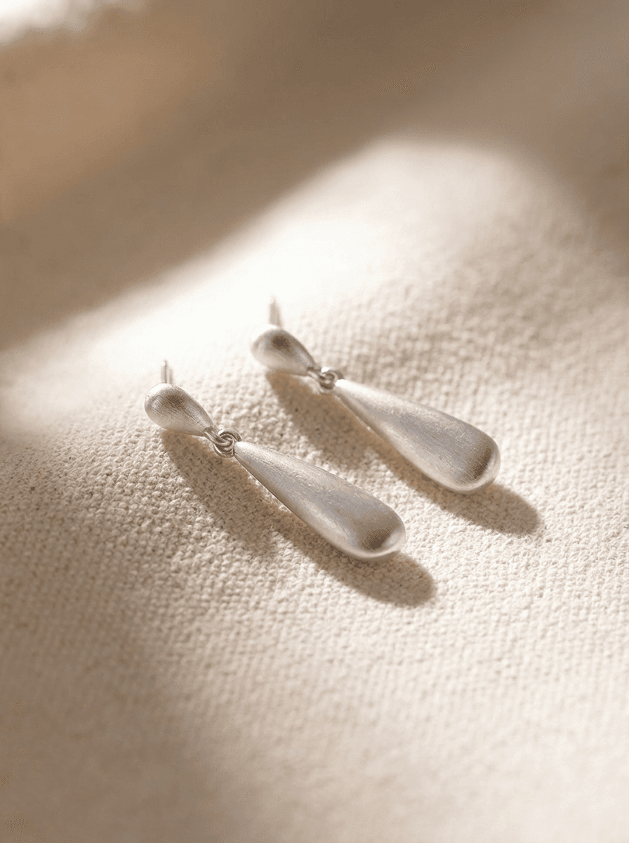 French Teardrop Earrings, earrings in Polished metal, view 3