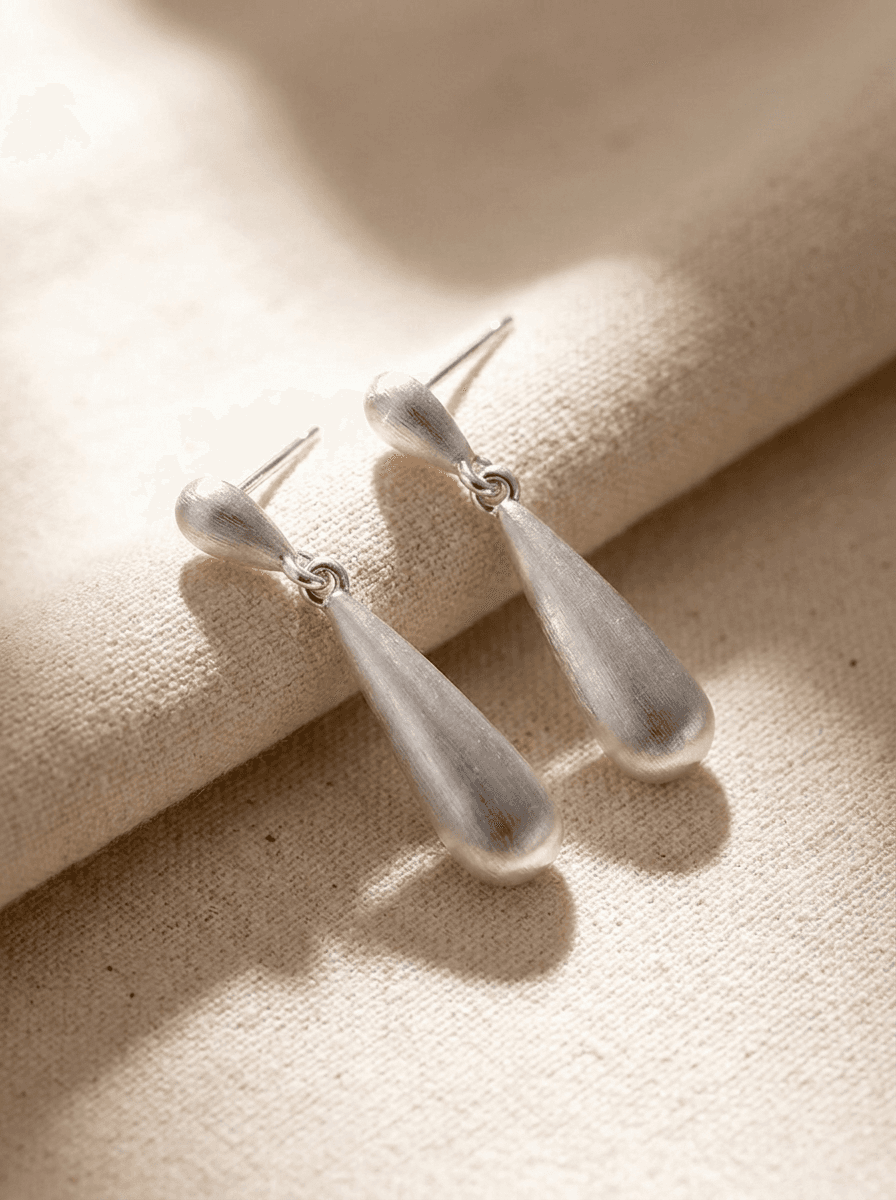 French Teardrop Earrings, earrings in Polished metal, view 4