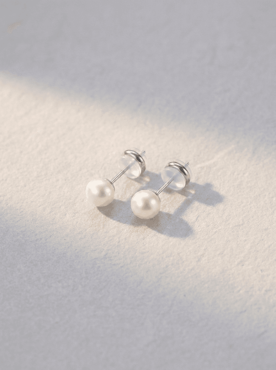 Freshwater Pearl Studs, earrings in 999 silver, freshwater pearl