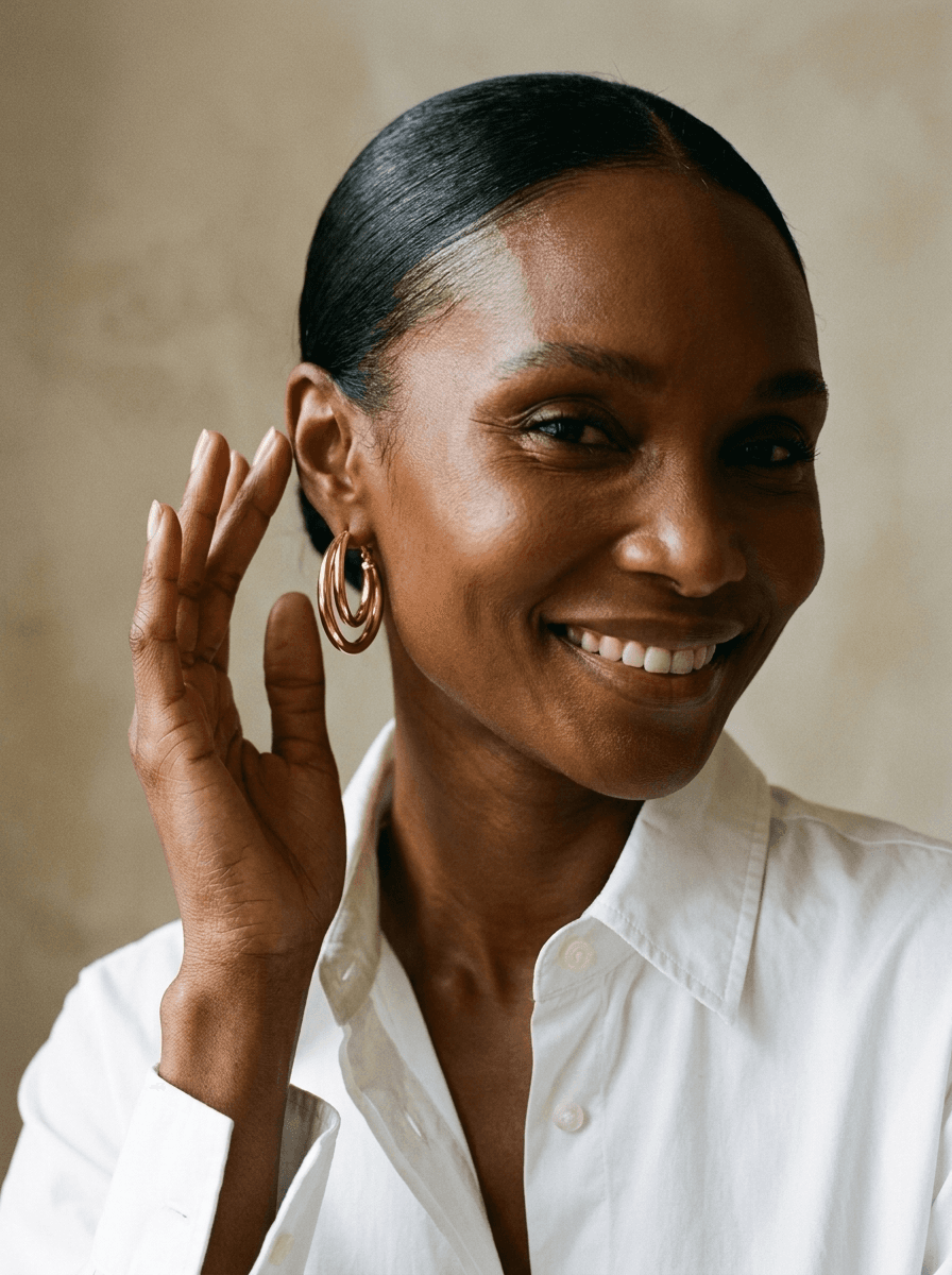 Gold Plain Hoops, earrings in Gold-tone polished metal