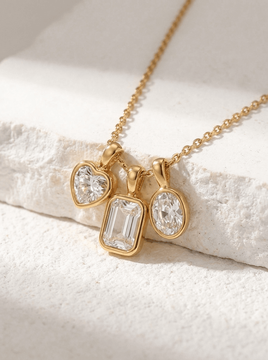 Gold Zircon Pendant Clasp, diy in 18k gold-plated clasp, zircon, view 3