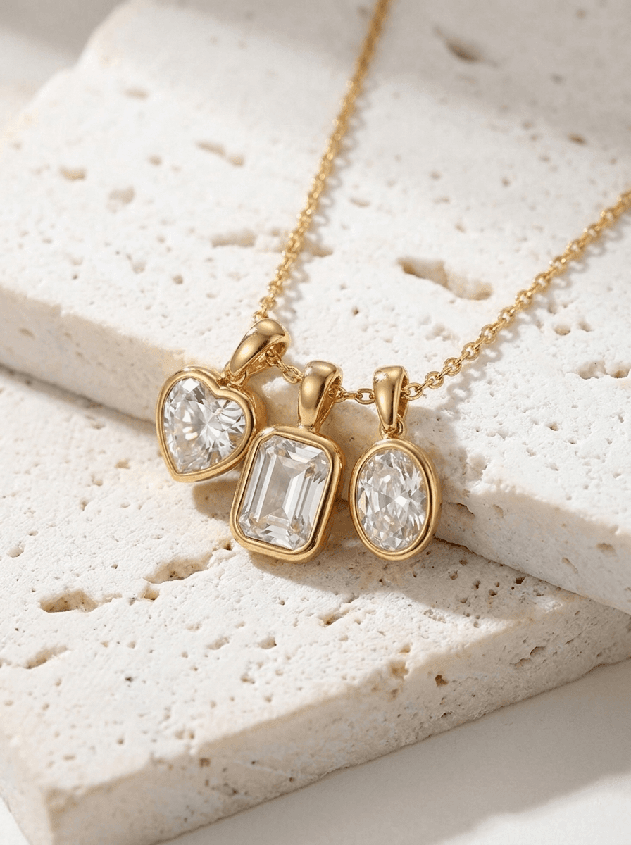 Gold Zircon Pendant Clasp, diy in 18k gold-plated clasp, zircon, view 4