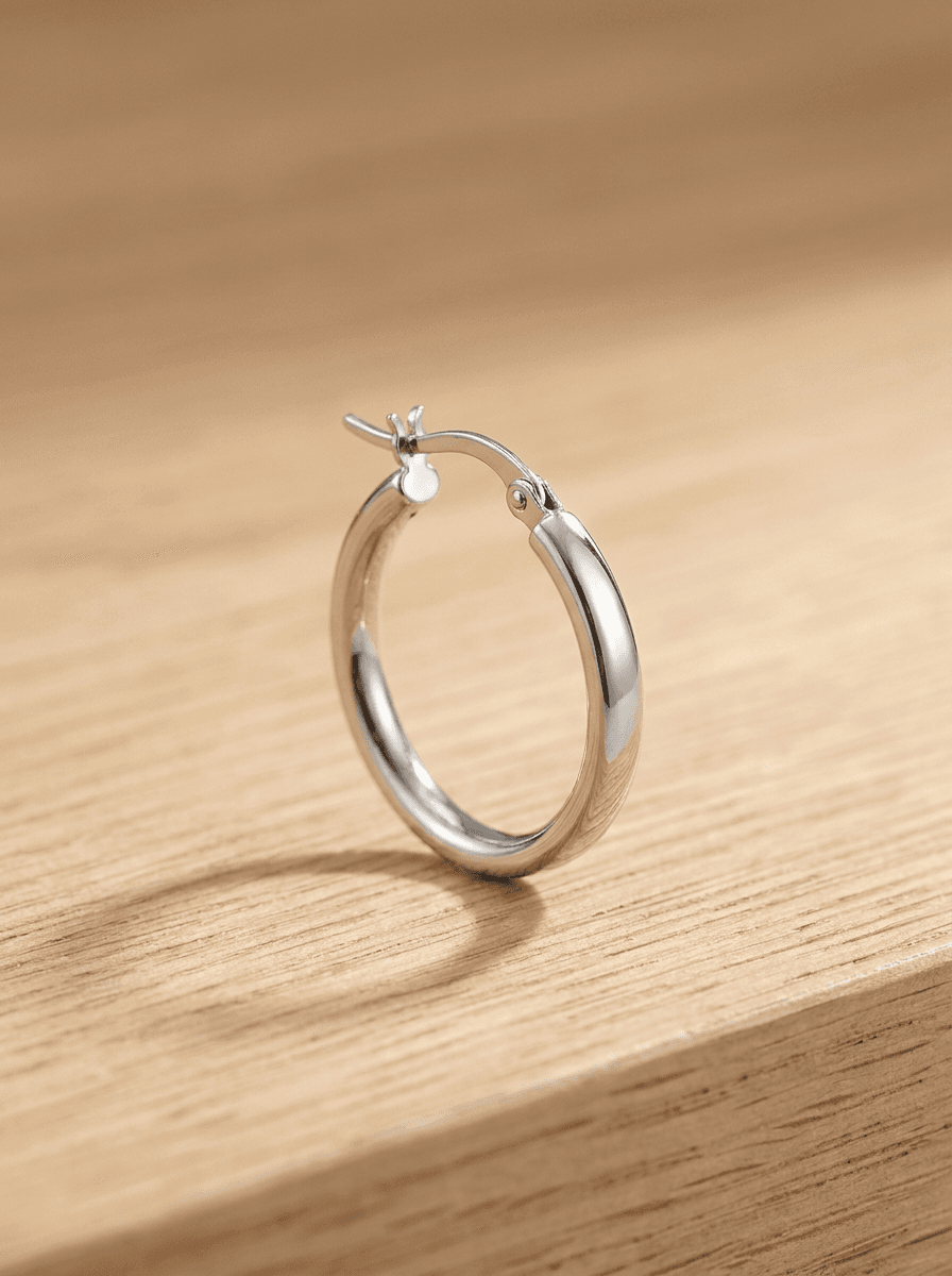 Heritage Large Hoops, earrings in Polished metal, view 4