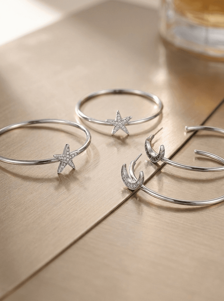 Large Plain Hoops, earrings in metal, view 3