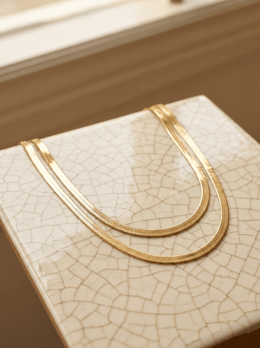 Layered Snake-Chain Necklace, necklaces in  titanium steel, view 3