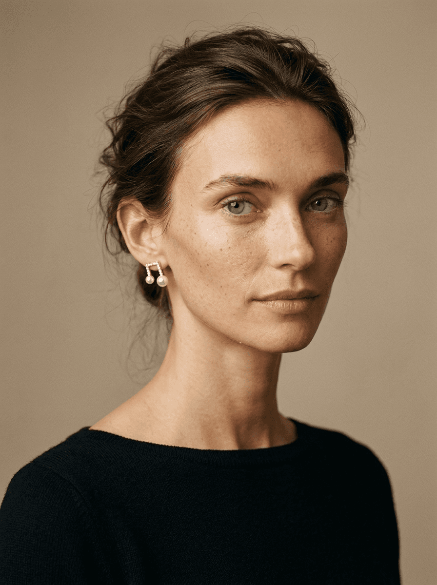 Music-Note Pearl Studs, earrings in  French style