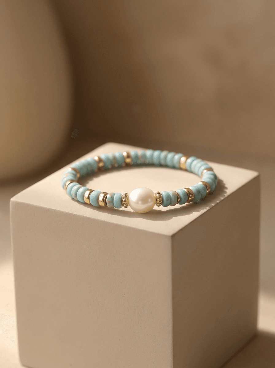 Natural Stone & Pearl Bracelet, bracelets in Natural stones, freshwater pearl, view 3