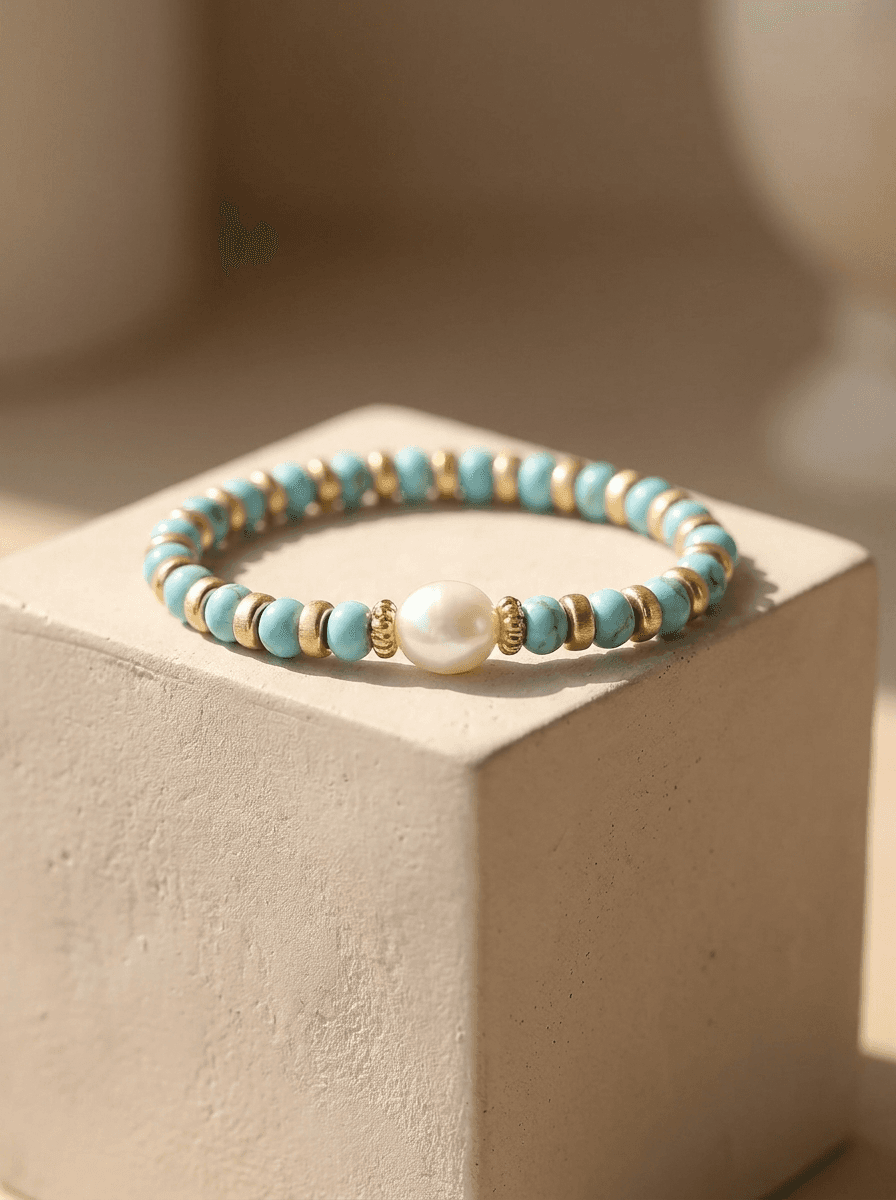 Natural Stone & Pearl Bracelet, bracelets in Natural stones, freshwater pearl, view 4