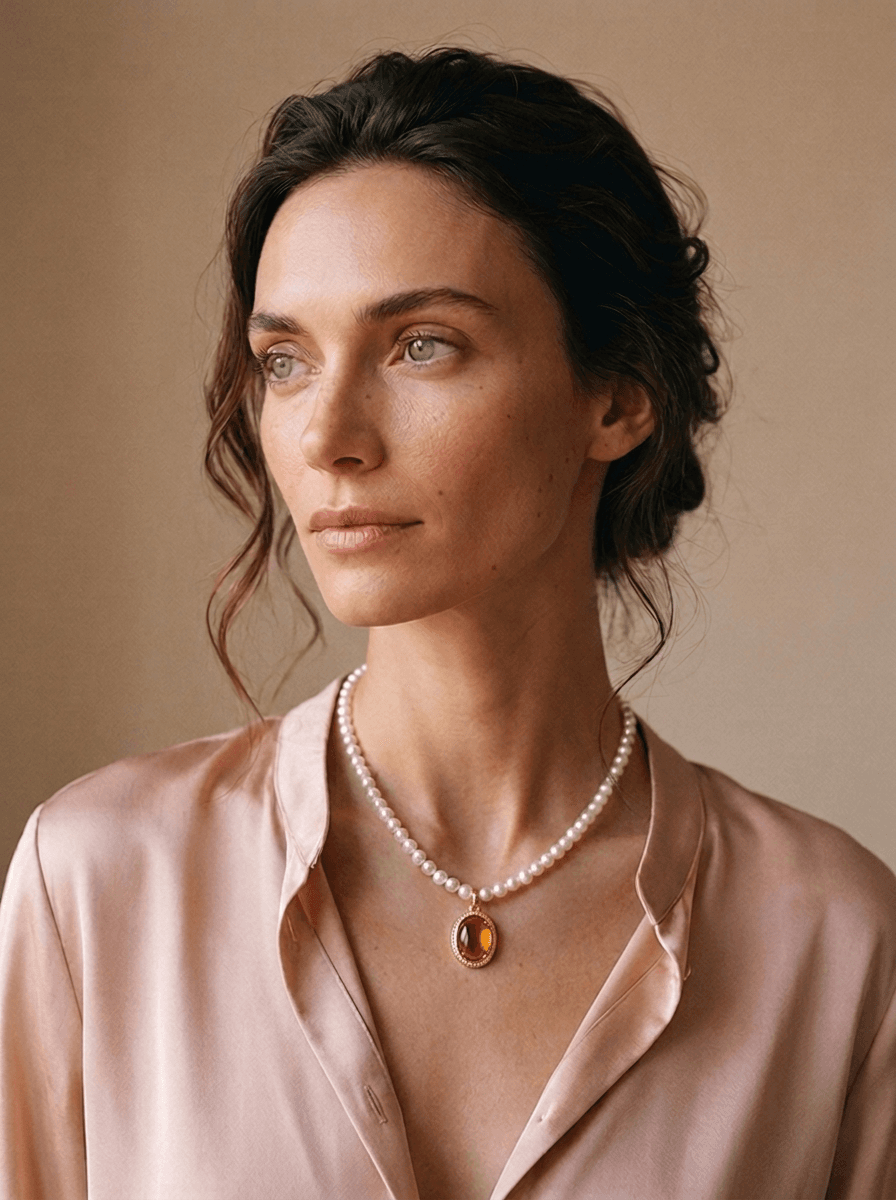 Pearl & Gem Pendant Necklace, necklaces in freshwater pearl strand, interchangeable gem pendants, view 2