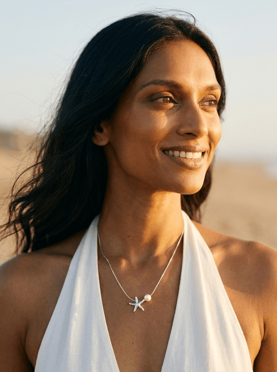 Pearl Starfish Necklace, necklaces in  summer/beach
