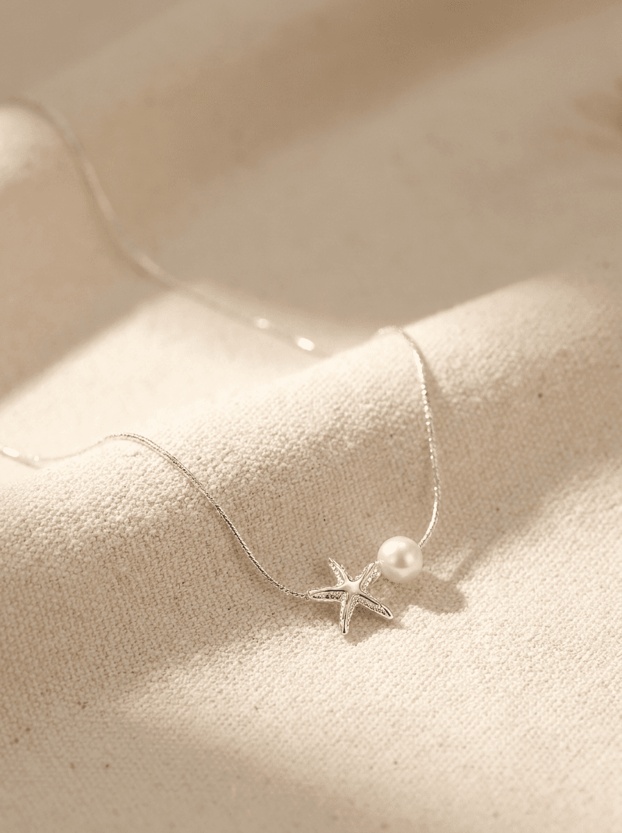 Pearl Starfish Necklace, necklaces in  summer/beach, view 3