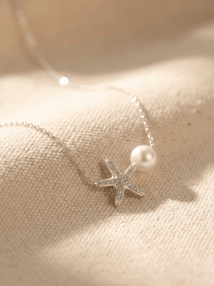 Pearl Starfish Necklace, necklaces in  summer/beach, view 4