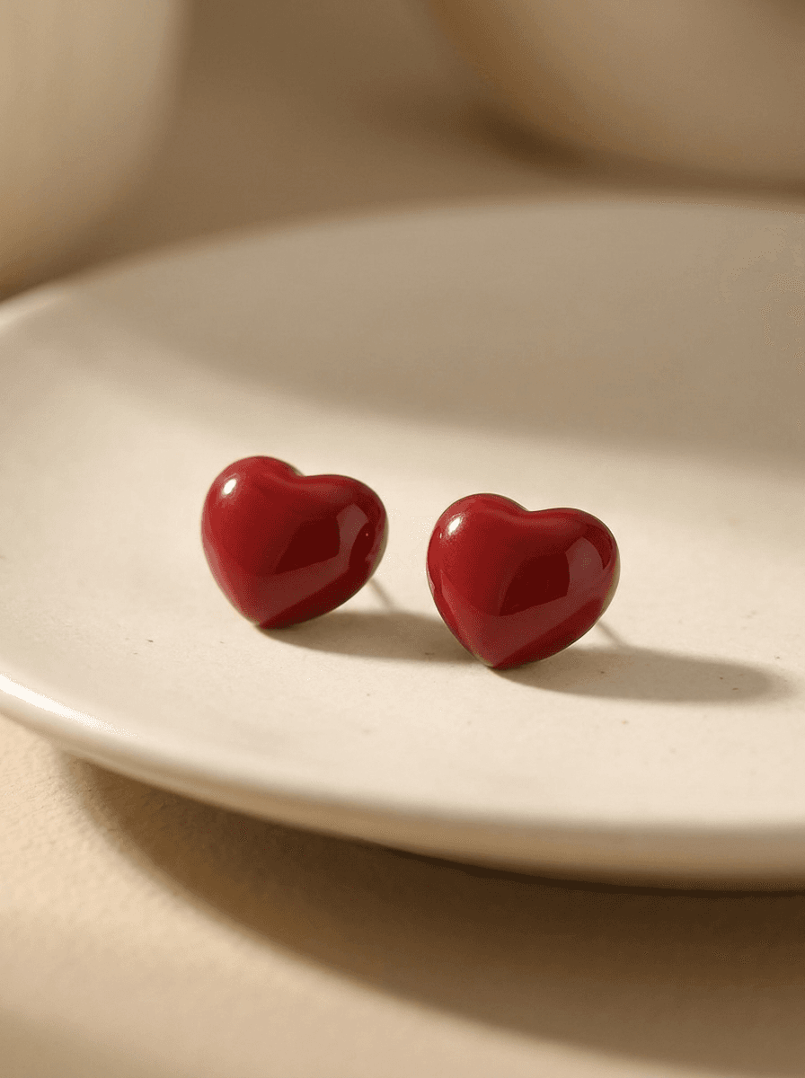 Red Heart Festive Studs, earrings in  festive/New-Year, view 3