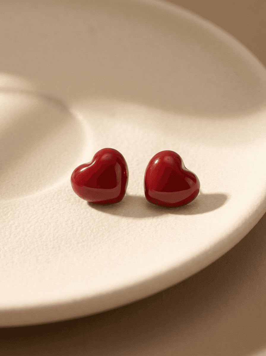 Red Heart Festive Studs, earrings in  festive/New-Year, view 4