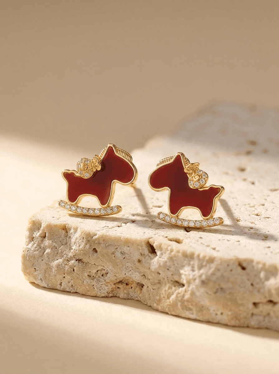 Red Pony Festive Studs, earrings in  zodiac gift, view 3
