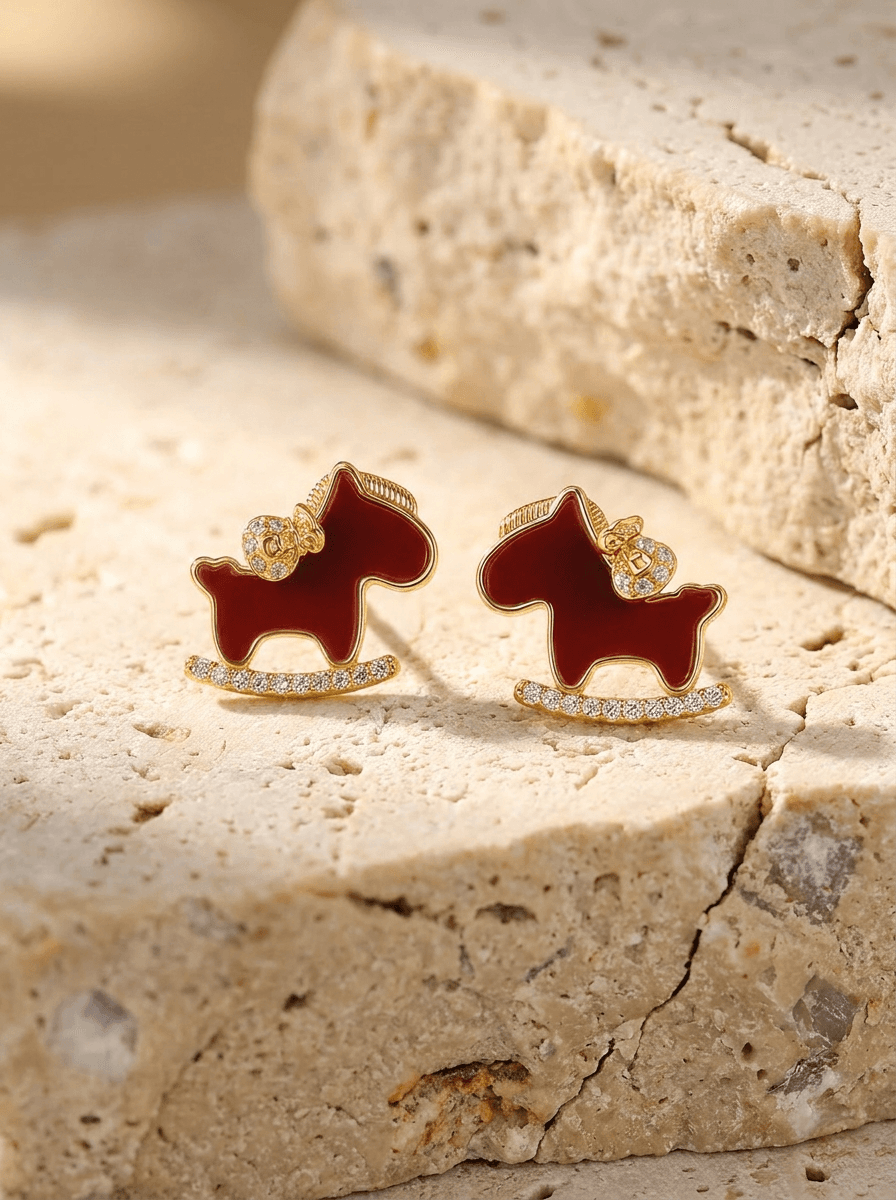 Red Pony Festive Studs, earrings in  zodiac gift, view 4