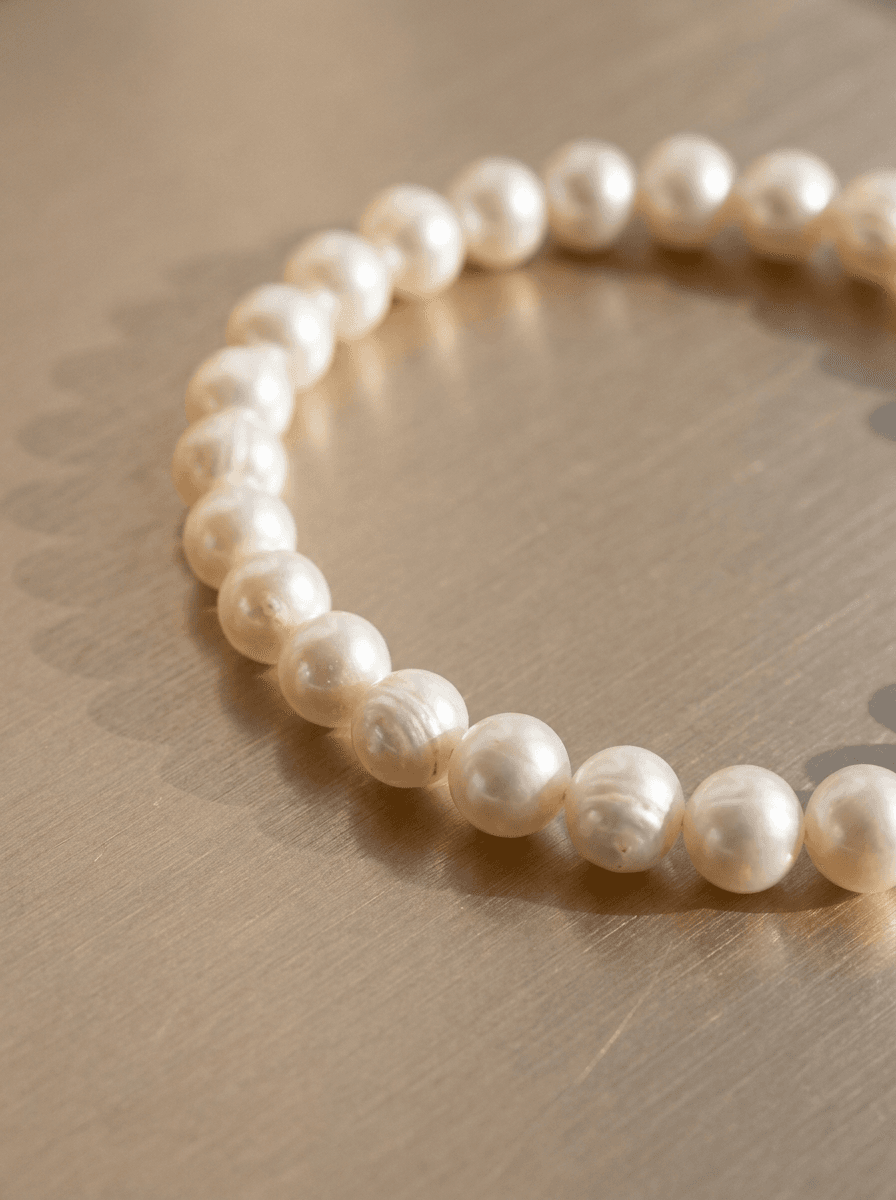 Rice Pearl Stretch Bracelet, bracelets in Rice pearls, 14K gold-plated findings, elastic cord, view 4
