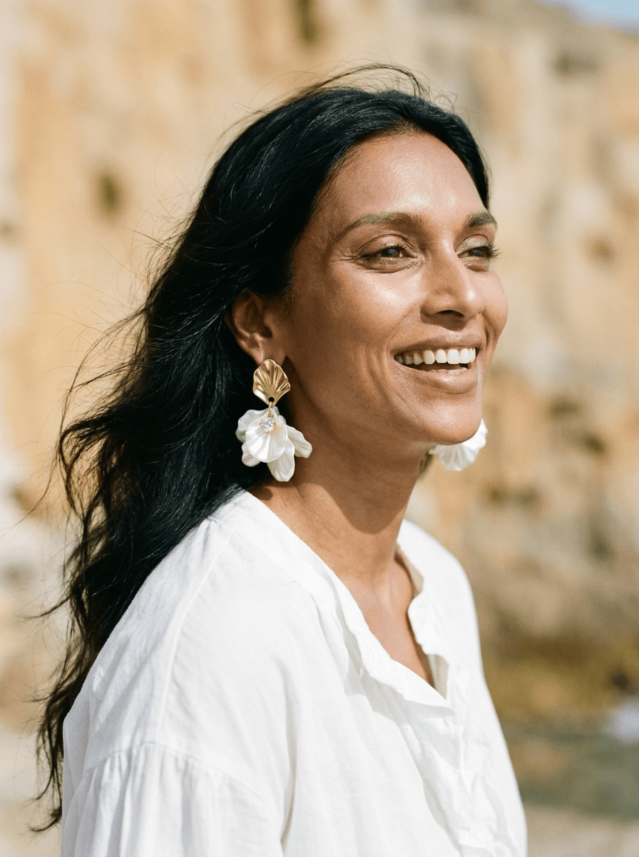Shell Blossom Tassel Earrings, earrings in  summery