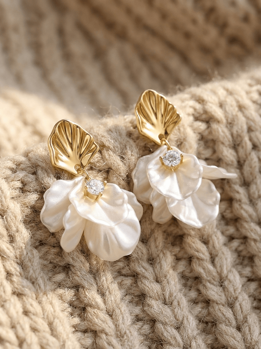Shell Blossom Tassel Earrings, earrings in  summery, view 4