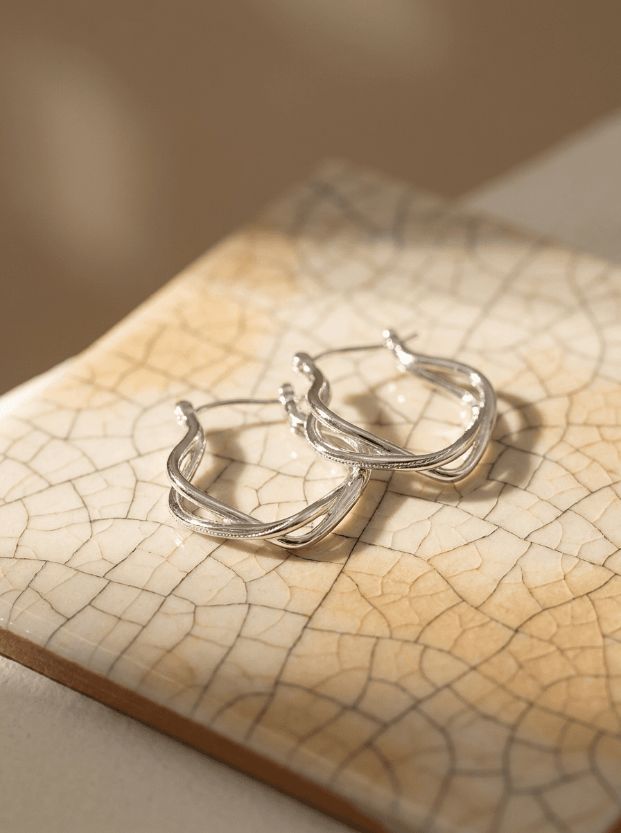 Silver Heart Huggies, earrings in silver-tone metal, view 3