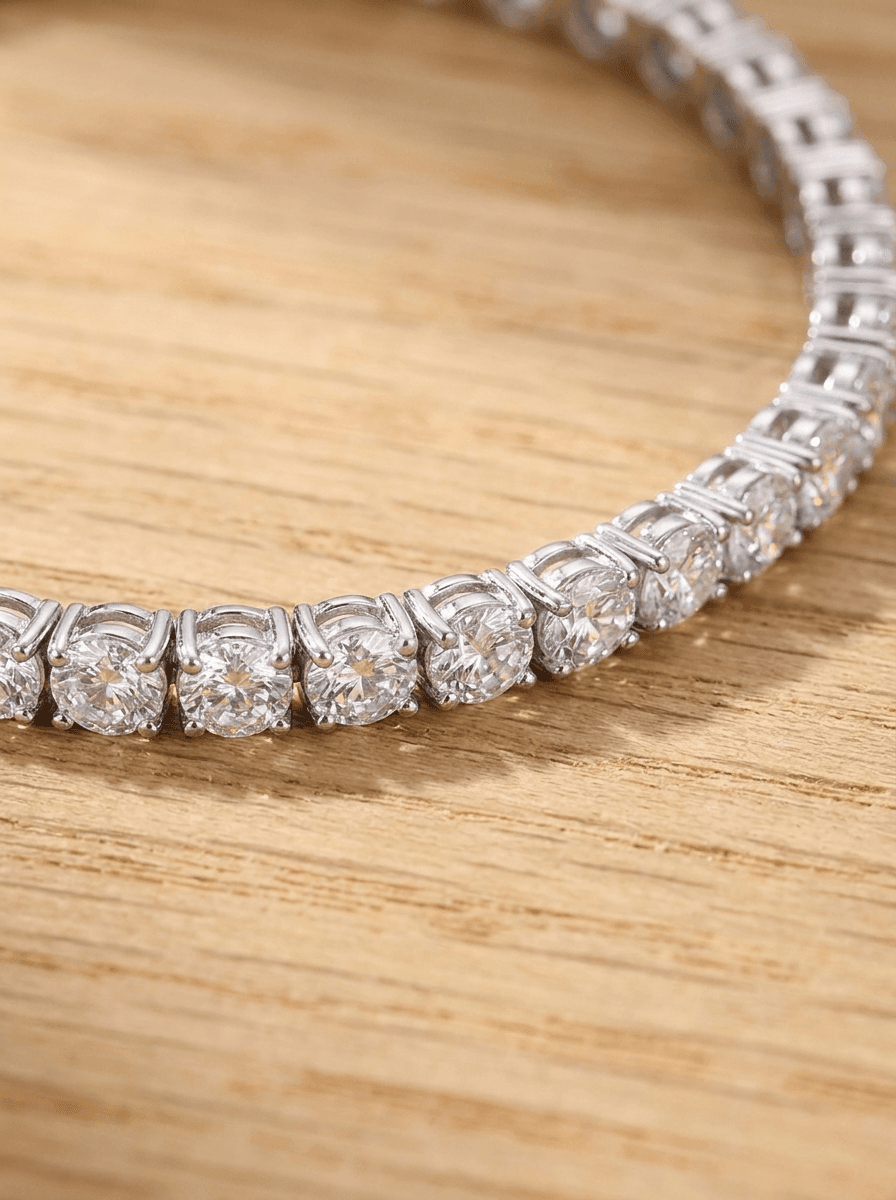 Silver Tennis Bracelet, bracelets in zircon, silver-tone setting, view 4