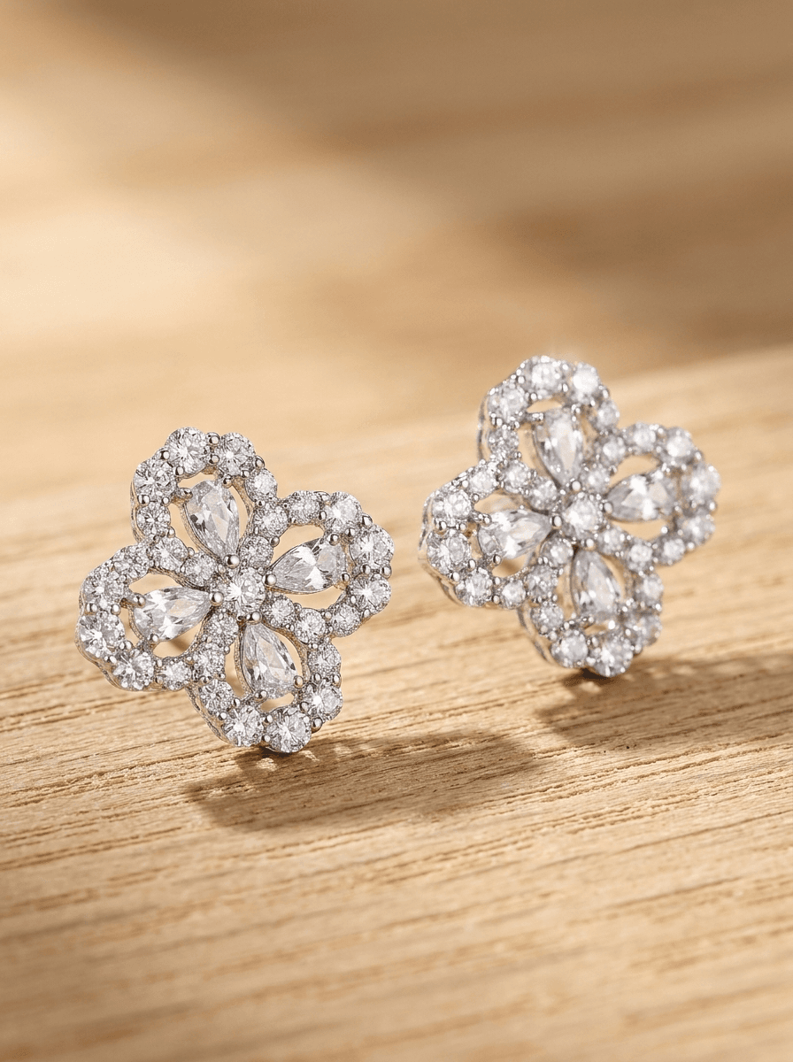 Sparkling Clover Studs, earrings in  everyday, view 4
