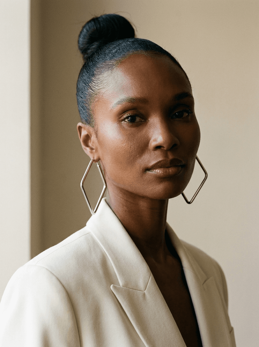 Square Statement Hoops, earrings in  face-slimming