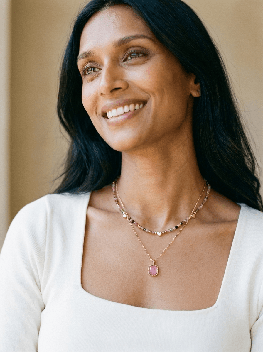 Tourmaline & Stone Necklace, necklaces in tourmaline, natural stone